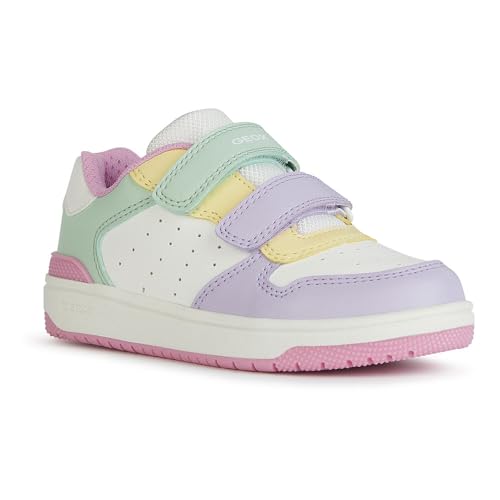 Geox Ragazza J Washiba Girl B Sneaker, Bianco/Multicolore, 32 EU