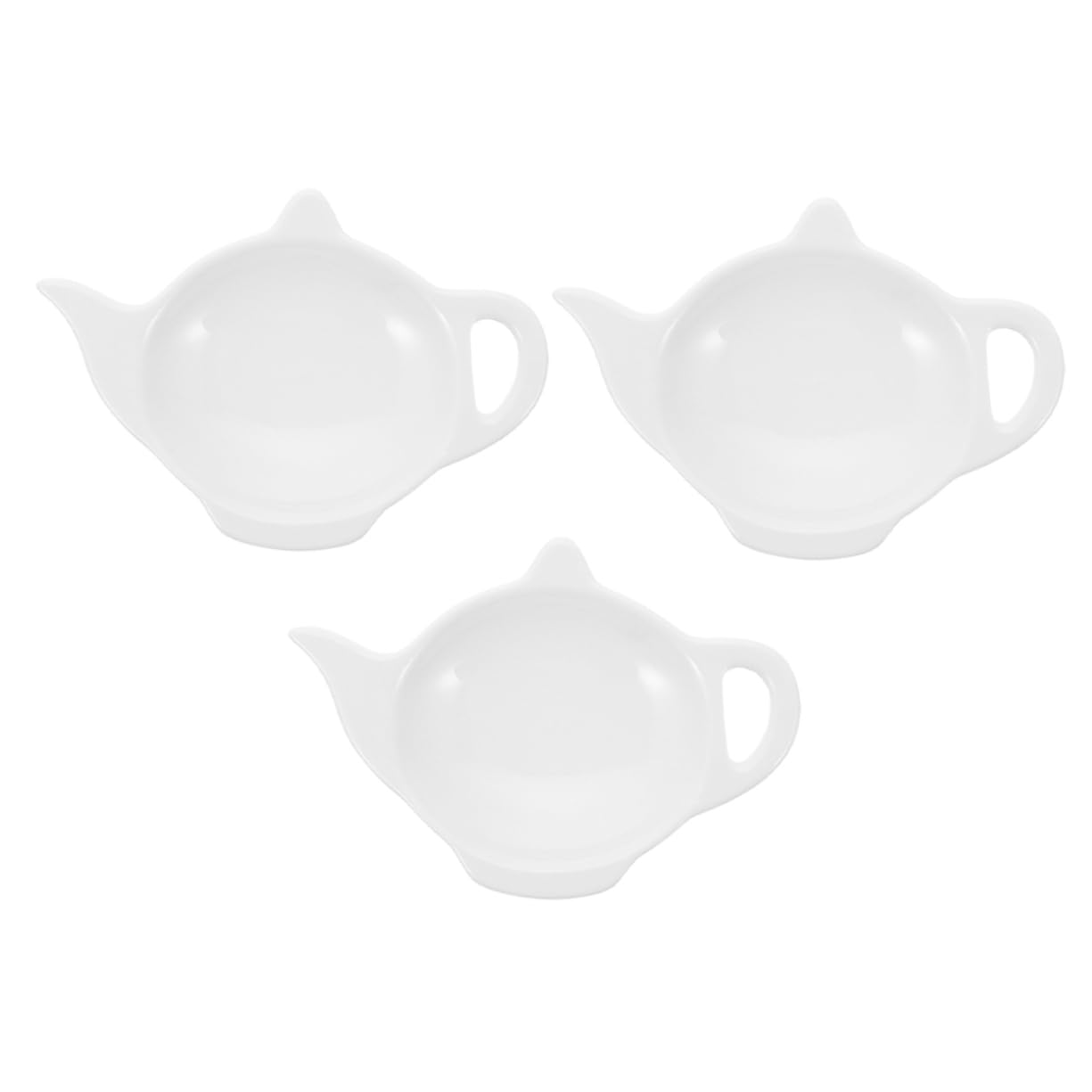 HAKIDZEL 3-piece Ceramic Teapot Shape Tea Bag Saucer Set Tea Accessory Holder for Snack Dish Spoon Rests