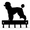 Poodle Natural Cut Key Holder Dog Leash Hanger for Wall – Large 9 inch Wide with 5 Hooks – Made in USA