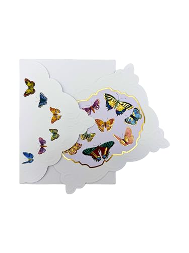 Image of Poster Foundry Set of 3 - Teacup Boxed Note Cards by Carol Wilson Tea Cup Notecards 10 embossed 4x5 Die-Cut Matching Envelopes in Decorative Gift Box with Magnetic Flap. NCP2049
