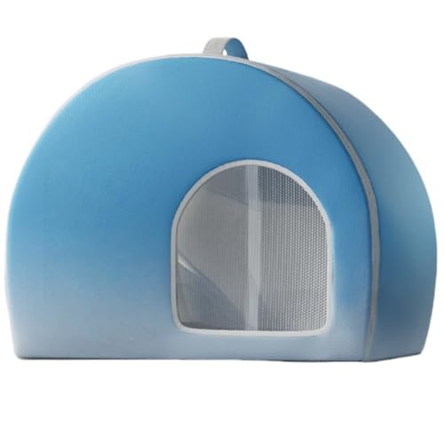 Klivexペットハウス 野外猫ハウス 外猫ハウス 屋外 防水 ペット用エアコンルーム 夏は涼しい 風雨を遮る 暑気を避ける 氷嚢を置くことができます ボトムスリップ防止 スタビライザ 庭 こうえん、冷却アーティファクト (グラデーションブルーのエアコンル