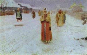 Peinture à l'huile Sunday 1889 Andrey Ryabushkin idée cadeau idéale pour passionnés d'art