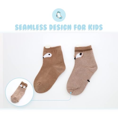 Image of Toddler Baby Girls Boys Socks Animal Pattern Children Ankle Cotton Socks 5 Pairs