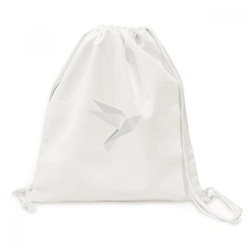 Sac à dos cordon pigeon origami blanc design géométrique abstrait