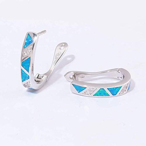 CiNily Womens Hoop Earrings White Gold Plated Opal Huggie Earrings Gemstone Jewelry Gift4
