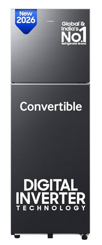 Samsung 256 L, 3 Star, Convertible, Digital Inverter Frost Free Double Door Refrigerator (RT40H30U3FHL, Black DOI, 2026 Model)