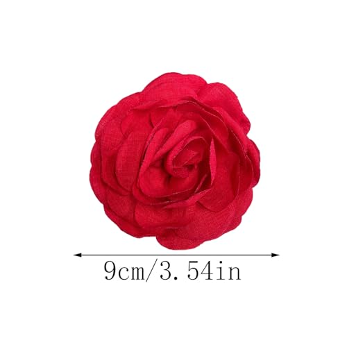 Image of Dainty Fabric Peony Flower Brooches Pin Delicate Camellia Flower Brooch Classic for Women Wedding Party Dance Banquet Elegant Lapel Pins Dress Suit Ceremony Clothes Accessories Jewelry Gifts 100mm