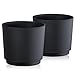 Tymar Übertopf Matte, Blumentopf, Blumenübertopf aus Kunststoff, 2er-Pack (Schwarz; ø 20 cm)