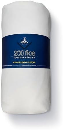 Jogo de lençol 200 Fios 3 peças toque de pétalas Casal - Zeev Con...