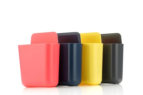 Oblivion 4 Piece Wall Mounted Storage Case with Mobile Phone Charging Port Plug Holder | Plastic Tv Ac Remote Holder (Multicolor) 2