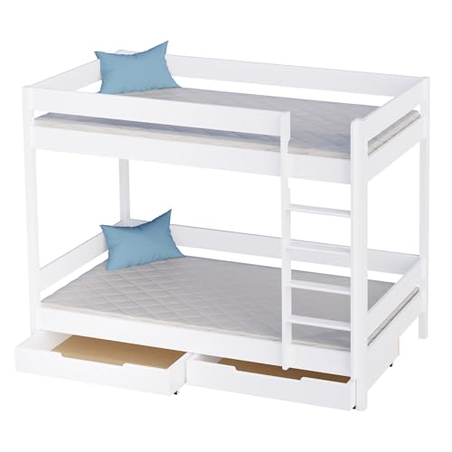 KidsComfort® Etagenbett 140x70 cm Weiß Ohne Matratze Mit Schubladen Hochbett Aus Holz Für Kinder Praktisches Stockbett Mit Viel Stauraum I Platzsparendes Kinderbett KidsComfort® Etagenbett 140x70 cm Weiß Ohne Matratze Mit Schubladen Hochbett Aus Holz Für Kinder Praktisches Stockbett Mit Viel Stauraum I Platzsparendes Kinderbett