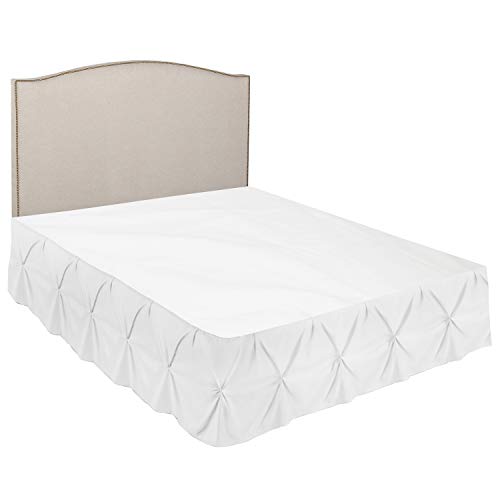 Image of Nestl White Bed Skirt Queen Size, Pinch Pleat Queen Bed Skirt, 14 inch Inch Drop Queen Bedskirt, Hotel Quality White Bed Skirts, Premium Microfiber Bedskirt for Queen Bed, White Queen Bed Skirt