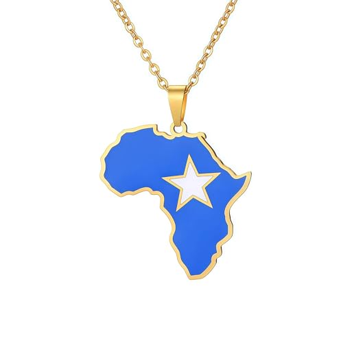 Générique Collier Carte de Somalie pour Femme/Homme - Pendentif Carte Africaine en Acier Inoxydable - Bijou Cadeau