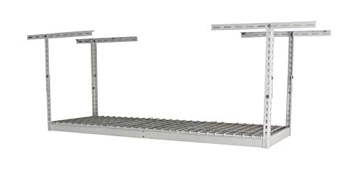 SafeRacks – 2x6 Overhead Garage Storage Rack - Height Adjustable Steel Overhead Storage Rack - 300 Pound Weight Capacity (White, 12"-21")