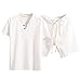 Onsoyours Tenue Ensemble Homme Lin De Couleur Unie T-Shirt à Manches Courtes Short à Taille éLastique Set DéContracté Pantalon Et T Shirt A Blanc XL