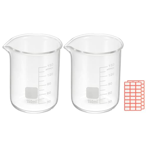 PATIKIL 150ml Glass Beaker, 2 Pack Measuring Glass...