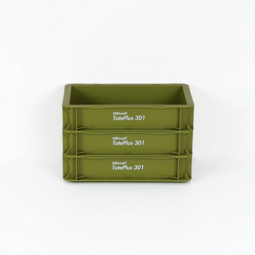 Image of KBDcraft Stackable Storage Bin - Heavy-Duty Plastic Organizer Box and Tray with Straight Walls, small plastic bin totes for storage, 12 inchx8 inchx3 inch, 0.5Gal, Green, 3 Pack