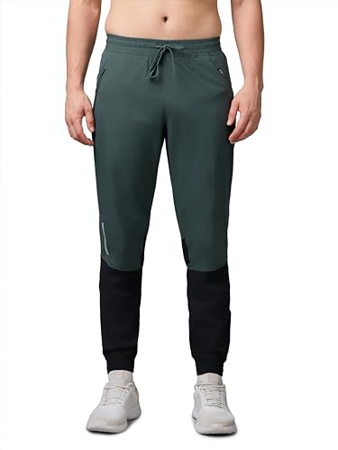 Image of TECHNOSPORT Mens Woven Regular Fit Activewear Joggers for Running, Gym, Sports and Regular Use Stretchable, Colorblock and Antimicrobial
