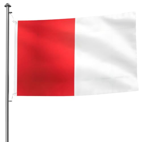 Drapeau extérieur double face en polyester rouge et blanc résistant avec œillets