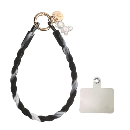 Cordon de poignet en cristal de silicone 33 cm noir et blanc dégradé