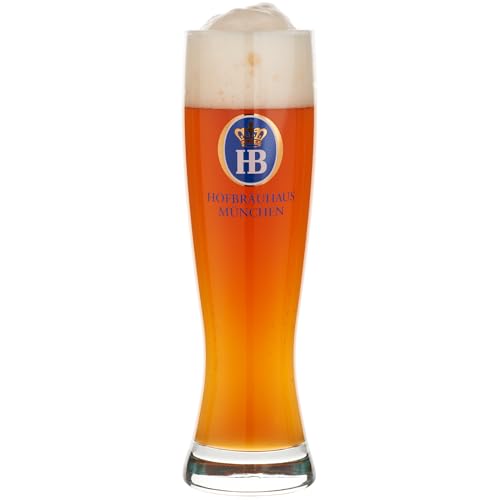 Hofbräuhaus München Bicchiere da birra bianco, elegante, 0,5 l, con logo originale HB
