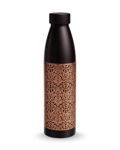Image of 100% Pure Copper Water Bottle 950ml - Ayurvedic Leak-Proof Copper Bottle for Drinking Water - Handcrafted Mandala Design - BPA-Free & Eco-Friendly - Improves Immunity & Digestion (Browni Camel)
