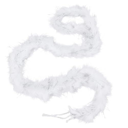 GORGECRAFT Boas en Plumes Blanches Chandelle de 1.9 m X 20mm Épais et Duveteux avec Franges pour Déguisements Halloween Carnaval Danse Mariage Soirées...