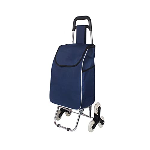 Shopping Cart Stainless Steel Shopping Cart Folding Shopping Trolley Climb Stair Cart for Home, Office, Shopping, Groceries Trolly Bags (Color : Blue)