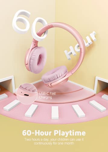 Kabellos Kopfhörer Kinder, Kopfhörer für Kinder mit Mikrofon, 60 Stunden Spielzeit, Stereo-Sound, 85/94dB Lautstärke… - Image 3
