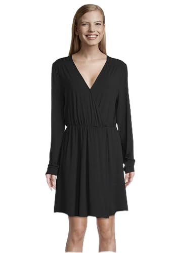 Tamaris Damen Jersey Wickelkleid AIUD Schwarz M