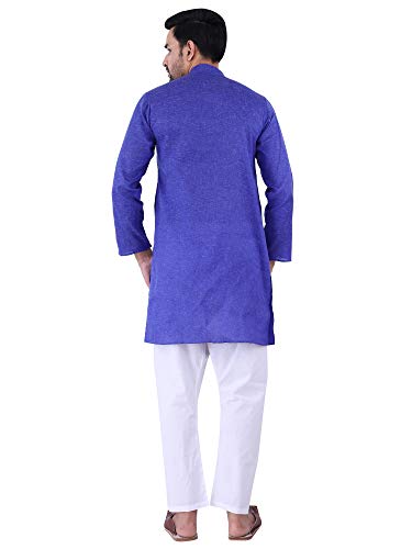 Image of JEXI Men's Cotton Blend Solid Kurta Pyjama Set - Knee-Length, Mandarin Collar, Full Sleeve, Ethnic Wear