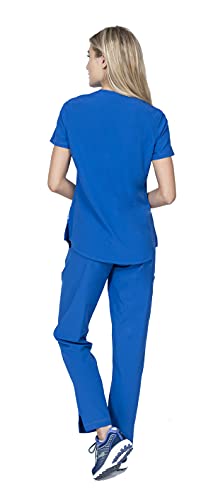 Image of Scrubs for Women Set V-Neck & Cargo Pant 8 Pocket 4-Way Stretch for Nurse Dentist Veterinarian Elements Select ES2966