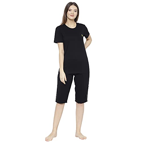 Image of Mack Jonney Regular Fit Cotton Blend Women's Capris Set Night Suits (Pack of 2-MACK633577)