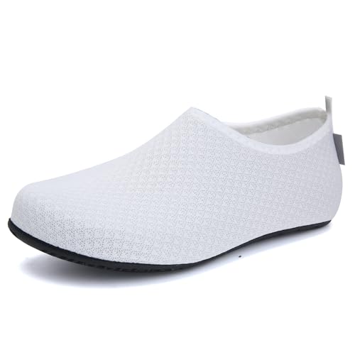 WateLves Water Shoes for Womens and Mens Summer Barefoot Shoes Quick Dry Aqua Socks for Beach Swim Yoga Exercise (White, 38/39)