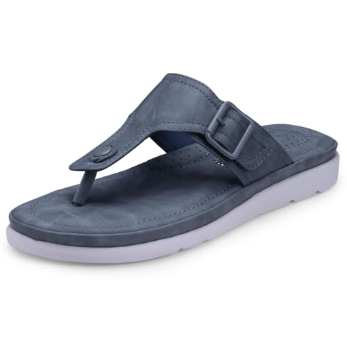 Image of DOCTOR EXTRA SOFT Womens Flat Memory Foam Slippers /Flip-Flops Fashion Stylish Casual Comfortable Diabetic Orthopedic Lightweight Synthetic Slip-On Sandals With Adjustable Buckle For Girls D-630