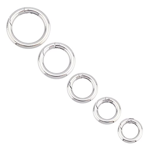 UNICRAFTALE 5Pcs Spring Gate Rings Stainless Steel Snap Clasps 10~20mm Inner Ion Plating(IP) Round Clips Snap Hooks Spring Keyring Buckle Clasps for Bag Purse Shoulder Strap Key Chains