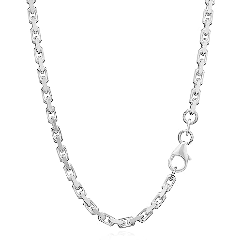 Chaîne diamantée en argent 925 massif NKlaus maille ancre 3,00 mm de haute joaillerie