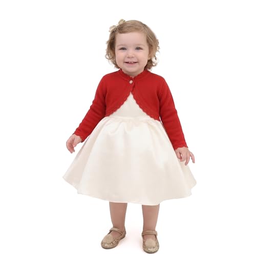 Image of Lilax Little Girls' Knit Long Sleeve Button Closure Bolero Cardigan Shrug