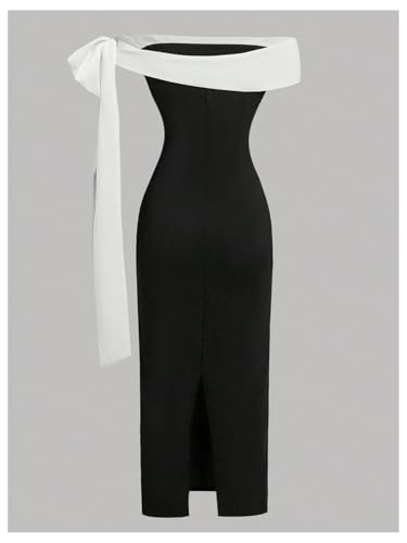 Floerns Girl's Bowknot Off Shoulder Dress Short Sleeve Back Slit Birthday Long Dresses2