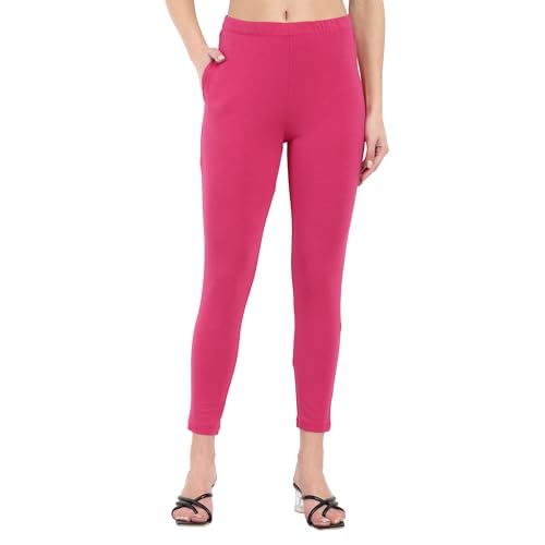Image of ONE SKY Women Ankle Length Leggings | Premium Cotton Modal Spandex Blend | High Waist Stretchable & Bio-Washed Fabric | Colour-Lock | Ethnic Leggings for Women