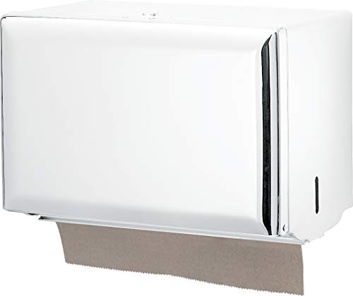 San Jamar Paper Towel Dispenser Singlefold Towel Dispenser with Standard Key Lock for Bathrooms, Kitchens, and Restaurants, Metal, 7.5 x 10.75 x 6 Inches, White, (Pack of 6)