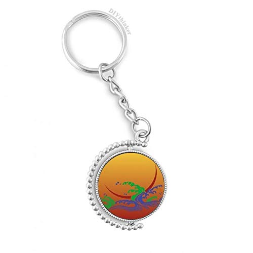 Porte-clé japonais avec peinture de fleur d'or et bague rotative soignée