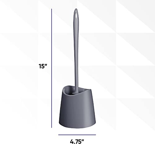 Image of Modern Toilet Brush and Holder, Grey Toilet Bowl Scrub Brush with Storage Caddy, Bathroom Cleaner. by Superio
