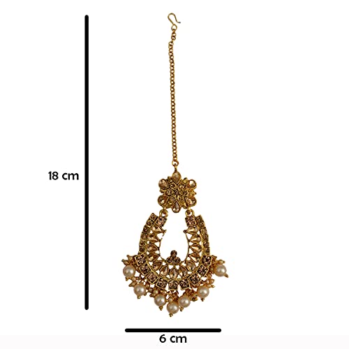 Traditional Maang Tikka with Kundan and Pearls