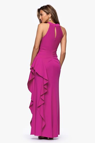 Image of Xscape Womens Long Sleeve Raised Floral Lace Midi Length Dress (Reg and Petite)