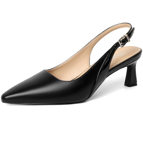 Image of Mostrin Kitten Heels for Women Slingback Pointed Closed Toe Heels Women's Pumps Shoes for Wedding, Party, Commuting