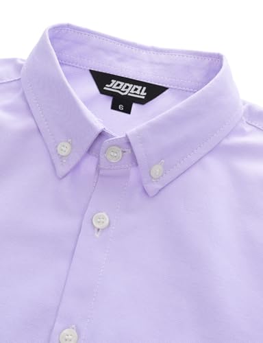 JOGAL Boys Long Sleeve Dress Shirts Oxford Solid Button Down Shirts for 6-14 Years3