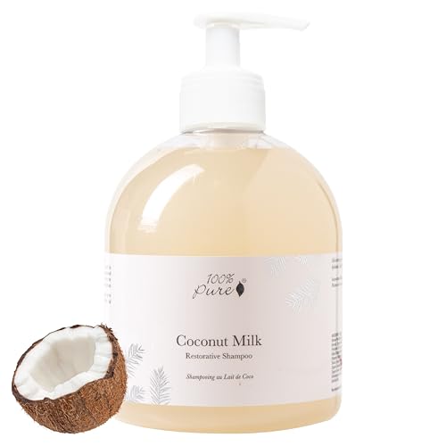100% PURE Coconut Milk Restorative Shampoo & Cleansing Detox Helps Restore Damaged Hair, Replenish Moisture & Body - Healthy Hair Growth for Women & Men - Sulfate Free - 16 Fl Oz