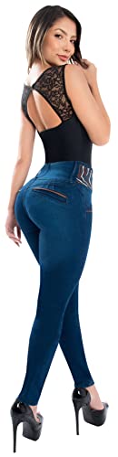 Fiorella Shapewear Butt Lifter Women Jeans High Rise Leatherette Waist Push Up Levanta Cola Pantalones Colombianos 514BB4