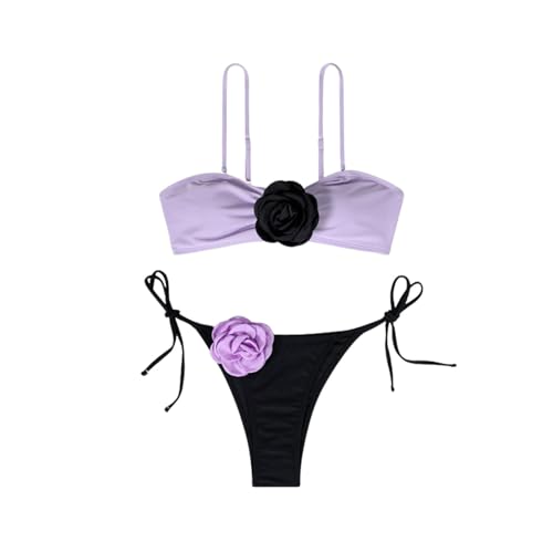 Ropa Hombre Marca Outlet Bikini Mujer Vientre Plano Traje De Baño Mujer con Pierna Bikini Mujer Baño Conjuntos De Bikinis Biquini Mujer Verano Bikinis Mujer 2024 Lila S